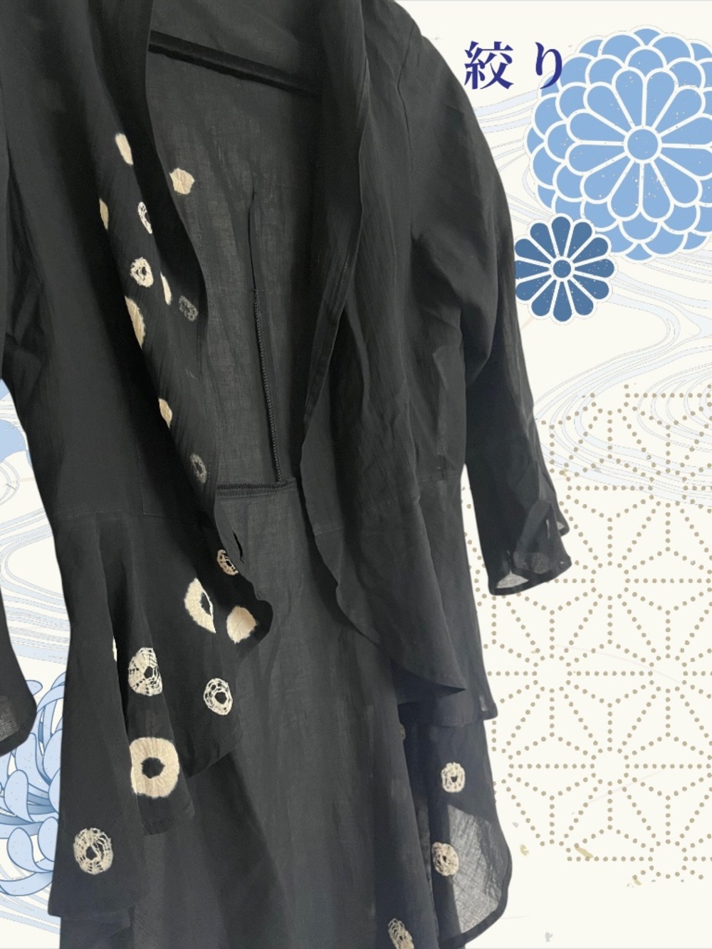 Shigeki Kobayashi Japanese Artisan Shibori Black Cotton Angora Cardigan Jacket - Picture 5 of 10